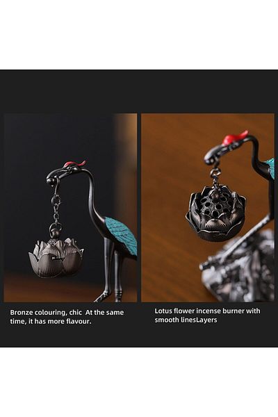 erorex Incense Cones Holder With Hanging Lotus Zinc Incense Holders With 5 Pack Home Decoration Crane