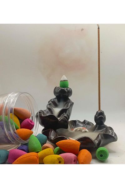 erorex Aquarium Waterfall Incense Burner For Using Incense Cones With Reverse Flow Technology. Comes With