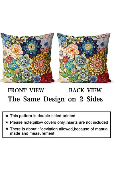 erorex Floral Throw Pillow Covers Set Of 2 Colorful Flower Decorative Cushions Pillowcase For Bedroom Sofa