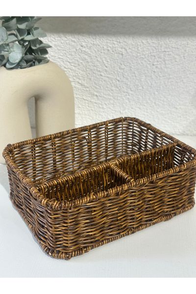 Decamor home Организатор за отделения от ратан кафяв