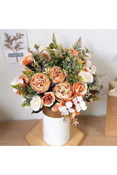 erorex Artificial Flowers Fake Peony Silk Hydrangea Flower Bouquet Fall Rose Flowers Wedding Bouquets