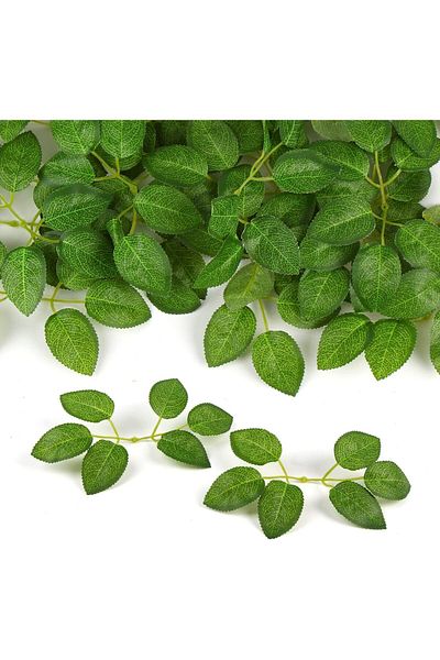 erorex 120 Pcs Artificial Rose Leaves Fake Rose Flower Leaves Faux Silk Green Leaves For Wedding Bouquets