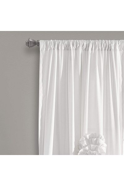 erorex Serena Window Curtain Panel Ruffled Floral Vintage Chic Farmhouse Style Living Dining Room Bedroom