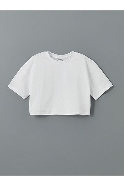 LC Waikiki Tricou crop pentru fete LCW Kids Crew Neck
