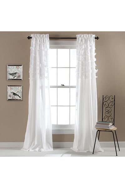 erorex Avery Curtains Ruffled Vintage Chic Style Window Panel Set For Living Dining Room Bedroom Pair 84