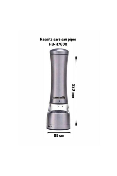 Hausberg Mlýnek na sůl/pepř Hausberg HB-H7600, manuální, tělo z nerezové oceli 22 cm