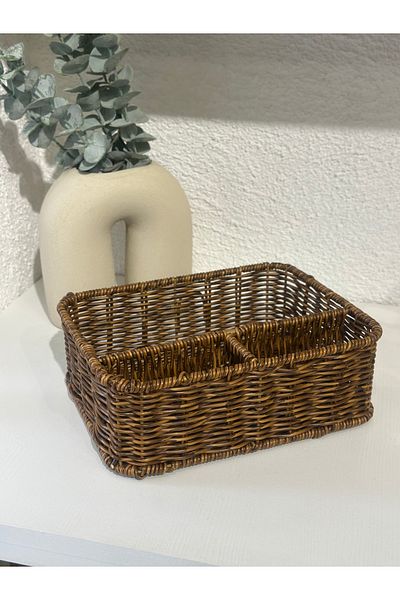 Decamor home Организатор за отделения от ратан кафяв
