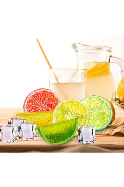 erorex Artificial Lemon Slices 10Pcs Realistic Fake Artificial Lemon Limes Slice Small Fruit Decoration