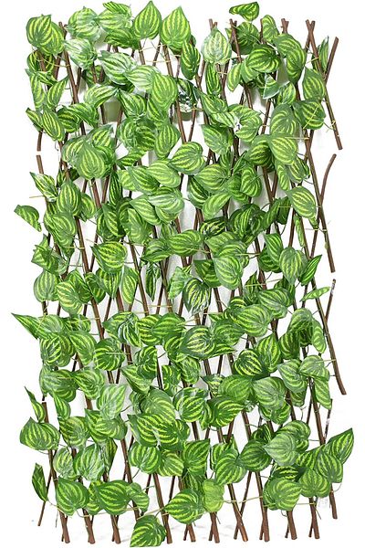 erorex Artificial Ivy Leaves With Wooden Fence Green Brown 70Cm