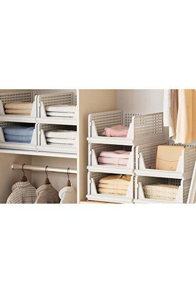 ShopHouse Bej Kayar Raf Sistemi(3 ADET ) Dolap İçi Düzenleyici Çekmece Ve Çok...