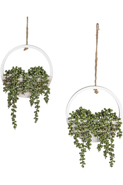 erorex 2Pcs Artificial Succulents Hanging Plants In Pot Fake Foliage Pendant Plant Indoor Outdoor Wedding