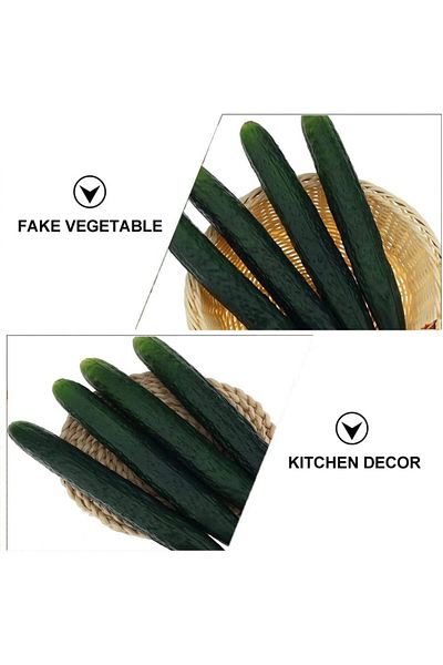 erorex Artificial Cucumber 2Pcs Pu Fake Vegetable Decoration Realistic Cucumber Fruits For Home Kitchen