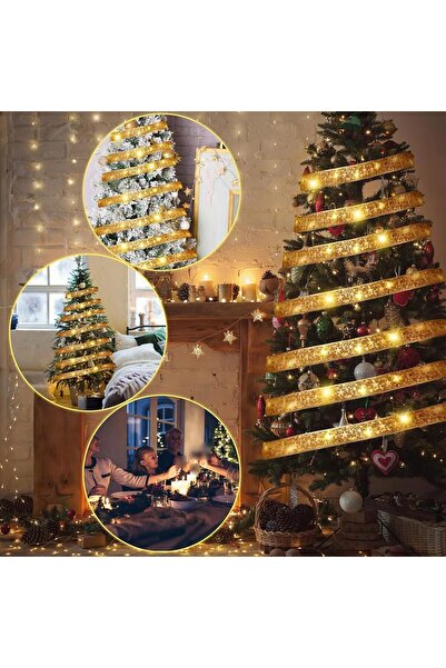 erorex 2 Pack Ribbon Fairy Lights 10M 2X5M 100 Led Ribbon Lights Tree Ribbon Battery Powered Lights Xmas