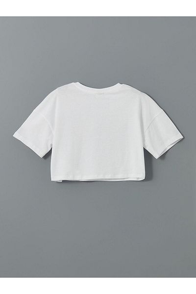 LC Waikiki Tricou crop pentru fete LCW Kids Crew Neck