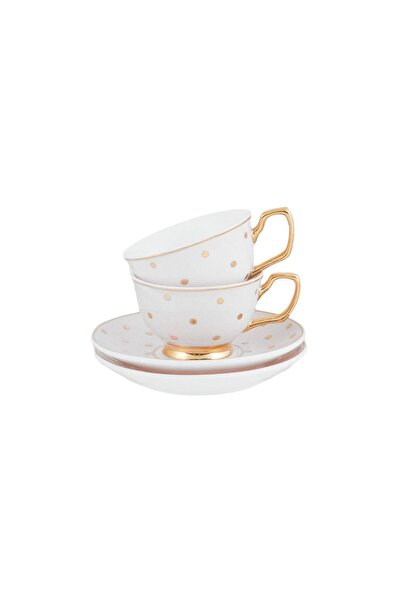 Cristina Re Ivory Polka Gold 2-Pack Coffee Cup