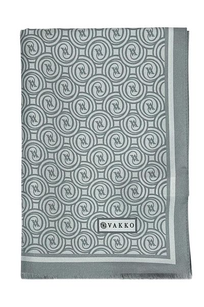 Vakko Twill Silk Shawl - Νέο Μονόγραμμα - Ασημί