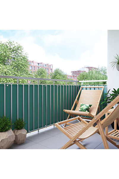 erta 4 METRE X 90 CM YEŞİL Renk Polyester Balkon Demiri Brandası Su Geçirmez 1.sınıf 650g