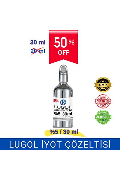 Onur Kimya İlaç / Pharma Lugol Iodine Solution 5% 30 ml / Dropper