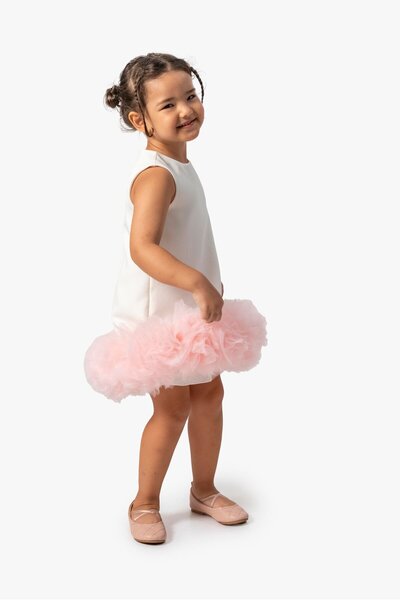 Magu Girl's Dress with Tulle Detail – Sleeveless, Stylish and Special for Everyday