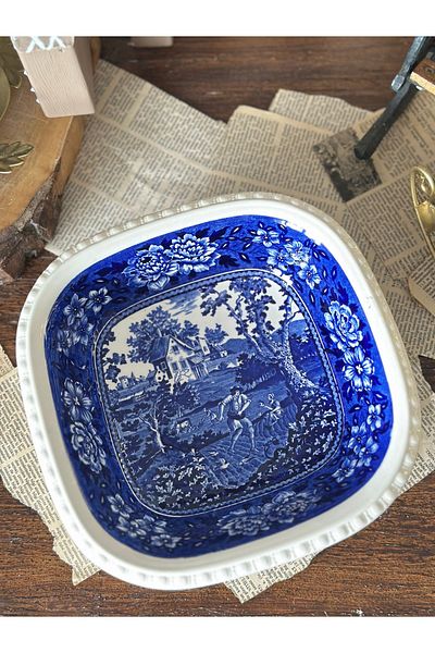 Villeroy & Boch Villeroy Boch Rusticana Blue Square Pit Salad Serving Bowl Porcelain Multi-Purpose Presentation Plate