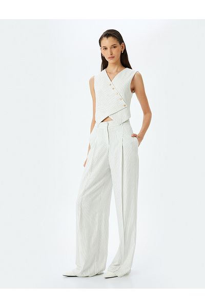 Koton Striped V-neck asymmetric vest.