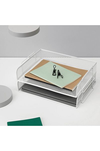 IKEA 4 Pieces 34X24X7 cm Metal Document Rack White Tiered File Rack Set