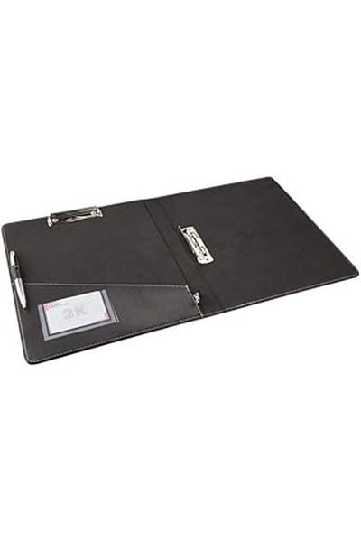 STOREMAX 2K 508S Faux Leather, Secretary and Compression Mechanism Folder with Sleeves, Black, A4