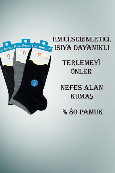 Dündar Men's Plus Combed Cotton Booties Socks 4 Seasons