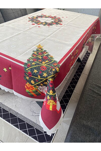 yok yok evim eve dair her şey Yılbaşı Çam Ağacı Desenli Masa Örtüsü