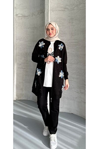 moda4b Suit Women Hijab 3 Pieces, Two Yarn Fabric N-05420 _ Black