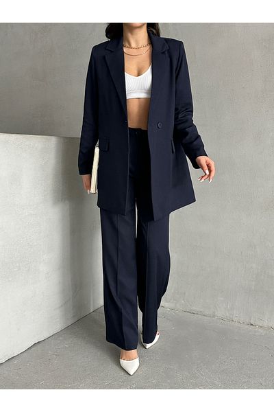 MD trend Women's Oversize Blazer and Straight Pants Set