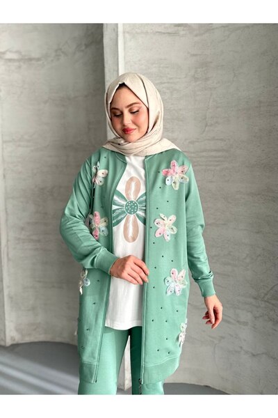 moda4b Women's Modest Suit 3 Pieces, Two Yarn Cloth N-05420 _ Mint