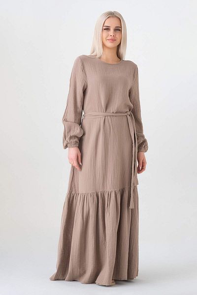 Fashion Showcase Fusta din Tesatura Muslina Rochie Hijab de vara zilnica 100% Bumbac - Mink