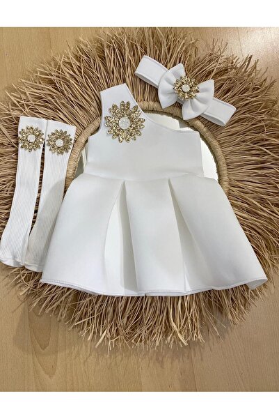 EBRU ÖZÖRGÜCÜ Κοριτσίστικες κάλτσες φόρεμα μαργαρίτα και μπαντάνα σετ 3 τεμαχίων