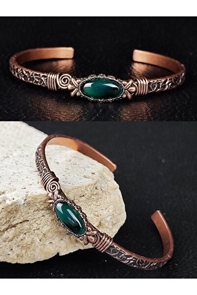 Lio20 سوار من النحاس النقي الأصلي مع مزيج من الحجر الطبيعي 100% من النحاس النقي