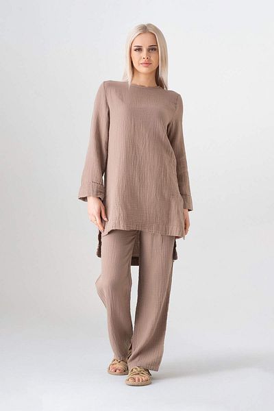 Fashion Showcase Set Tesettür Ayda din muselină 100% bumbac natural - vizon