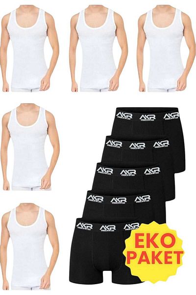Tezzgelsin Ανδρικό σετ μονό και μπόξερ 10 τεμαχίων Οικονομικό πακέτο Σετ μονό και μπόξερ 5 μονό και 5 μπόξερ