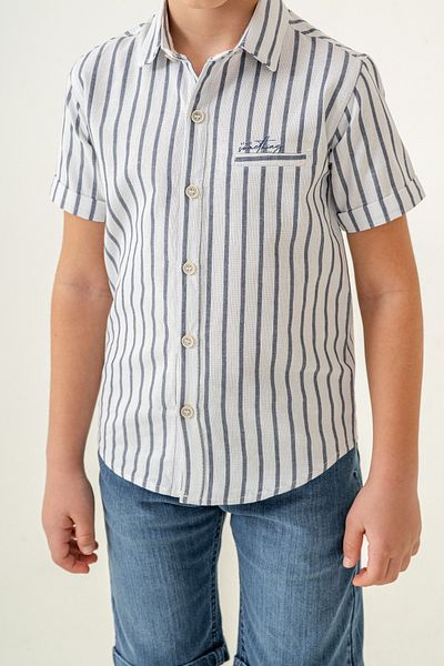 Pasur Bebe Boy's Striped Shirt and Denim Capri Double Set