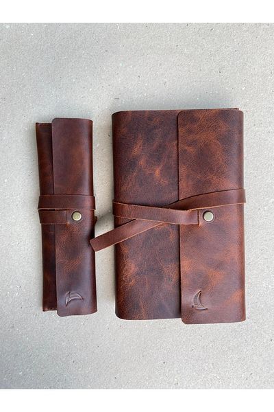 ALESTA LEATHER Handmade Leather Case Book Acetate and Pen Holder