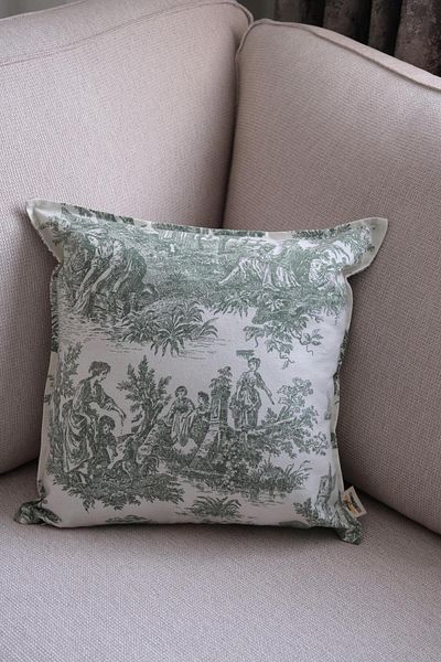 Beige & Stone Διακοσμητική μαξιλαροθήκη 45x45 με πράσινο vintage σχέδιο