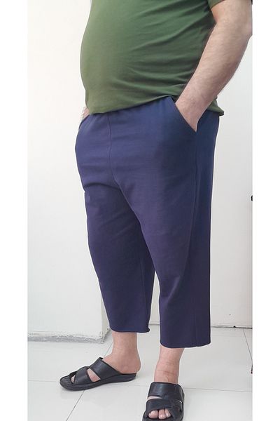 Mertcan Butik Navy Blue Summer Combed Viscose Casual Pocket Capri Length Men's Trousers