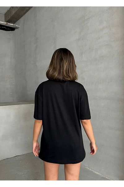 İLKCET MODA Tricou oversize pentru femei cu broderie ursuleț