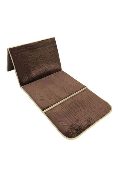 smart home 2-In-1 Foldable Prayer Mat Brown 110x54cm