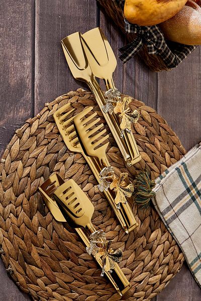Milenay Set of 3 Decorative Serving Tongs - Butterfly Detail, Elegance and Functionality Together
