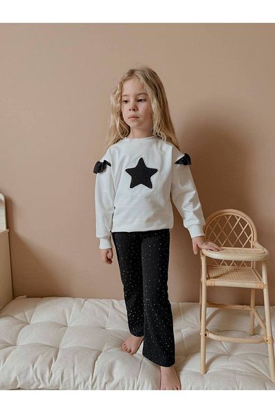 YİGİT BUTİK Yigit Boutique Stone Printed Spanish Trotting Girl's Bottom Top Suit