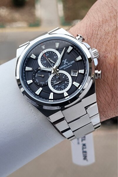 Daniel Klein Kadranı Siyah Kordonu Gümüş Renk Göstergeleri Aktif Erkek Kol Saati