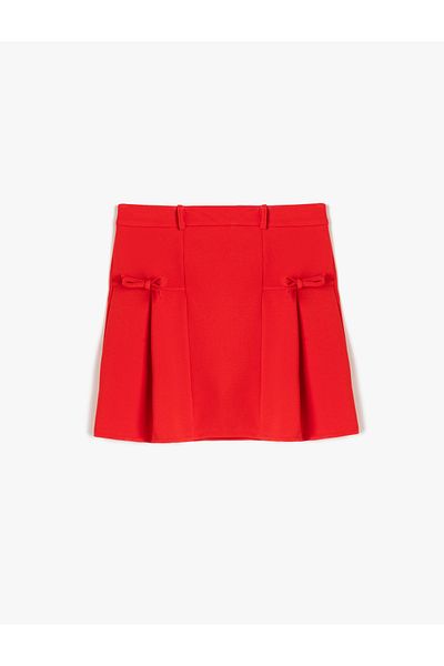 Koton Bow Detailed Pleated Mini Shorts Skirt