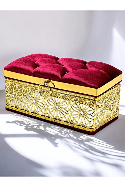 İPEK NEŞRİYAT İPEK HEDİYELİK Özel Tasarım Kapitone Gold İşlemeli Çeyizlik Sandık