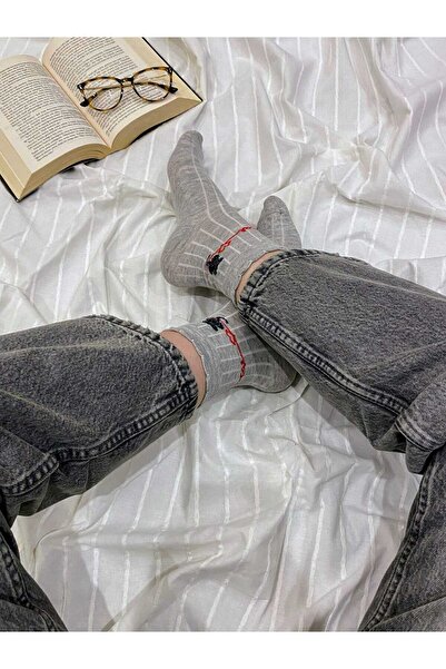 FUBA Aksesuar 3 Pairs Cute Multicolored Cat Pattern Socks Ribbed Socks