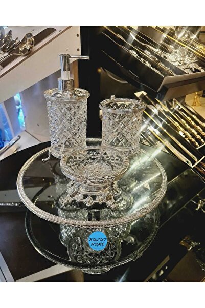 BULUTHOMEAKSESUAR Silver 4 Piece Bathroom Set